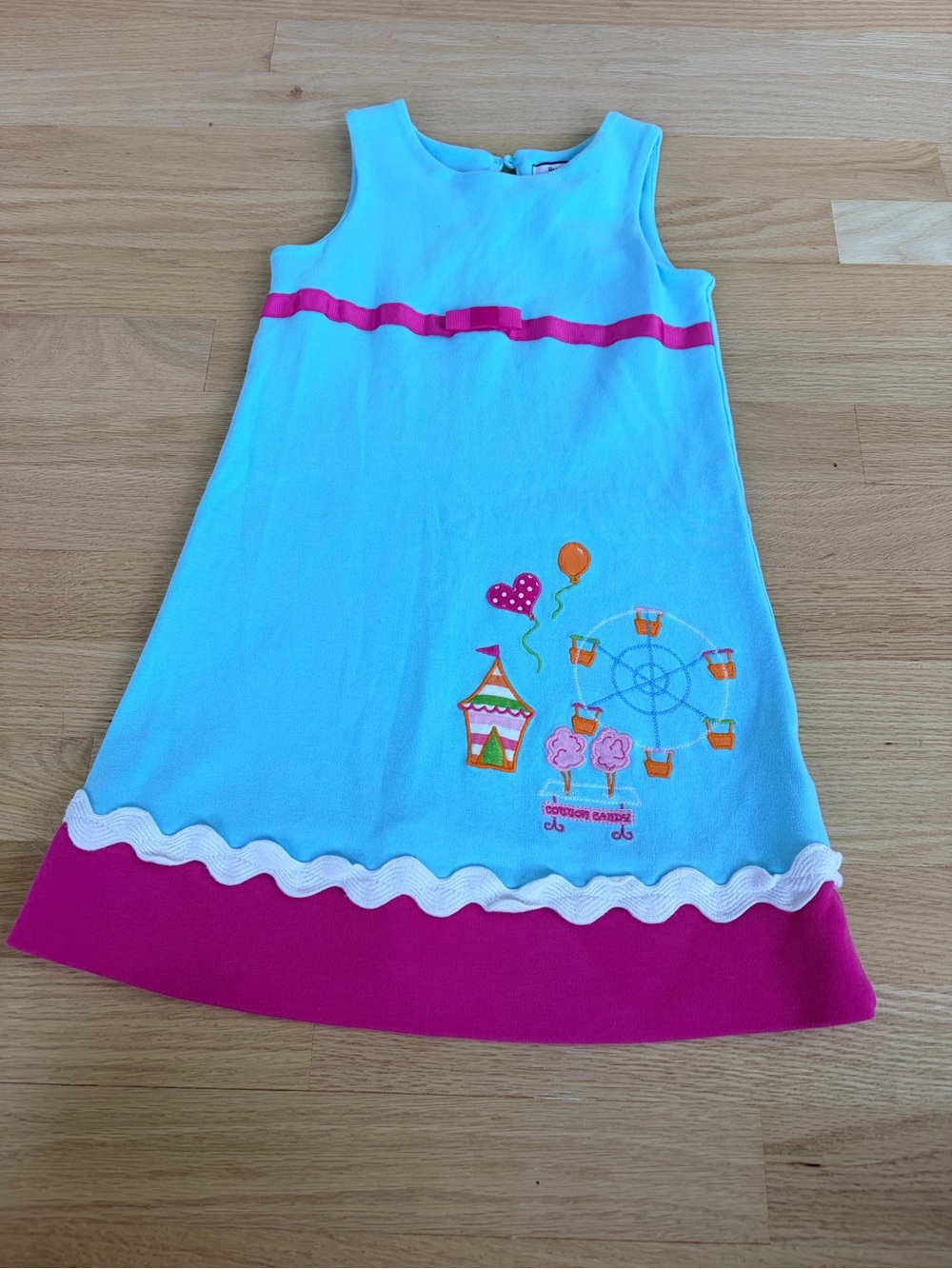 Vintage Hartstrings Girls Carnival Ferris Wheel Embroidered Dress Size 6